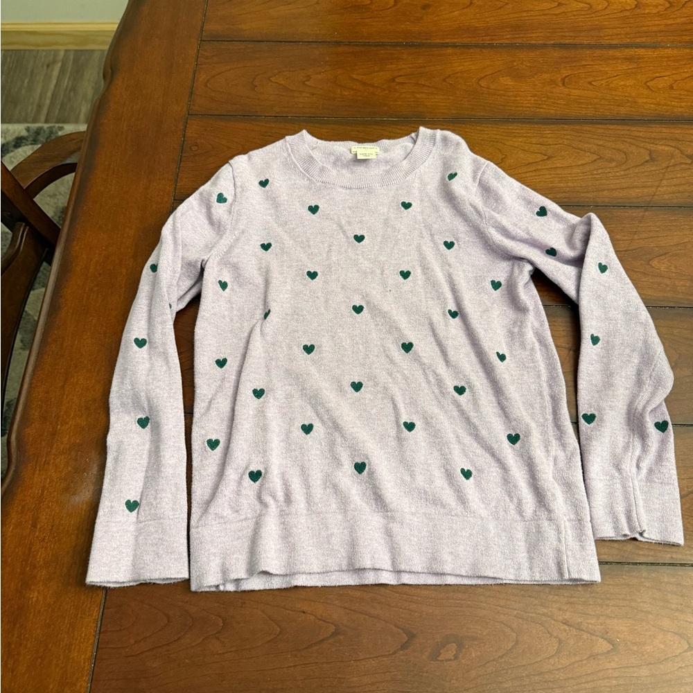 Crewcuts Purple Sweater with‎ Heart Pattern